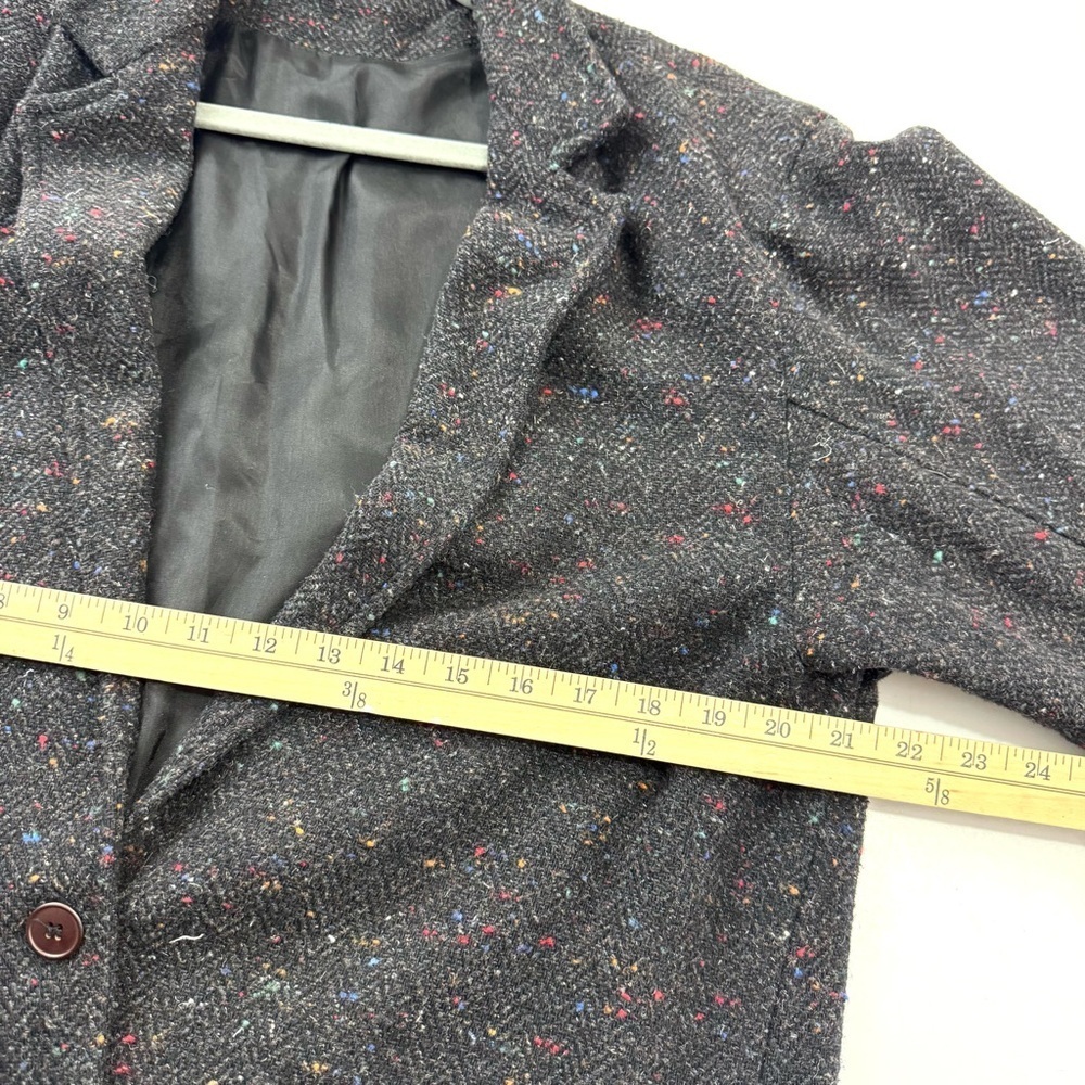 VINTAGE Savannah Women's M Wool Tweed Houndstooth Blazer Jacket Black Speckled - Picture 8 of 10